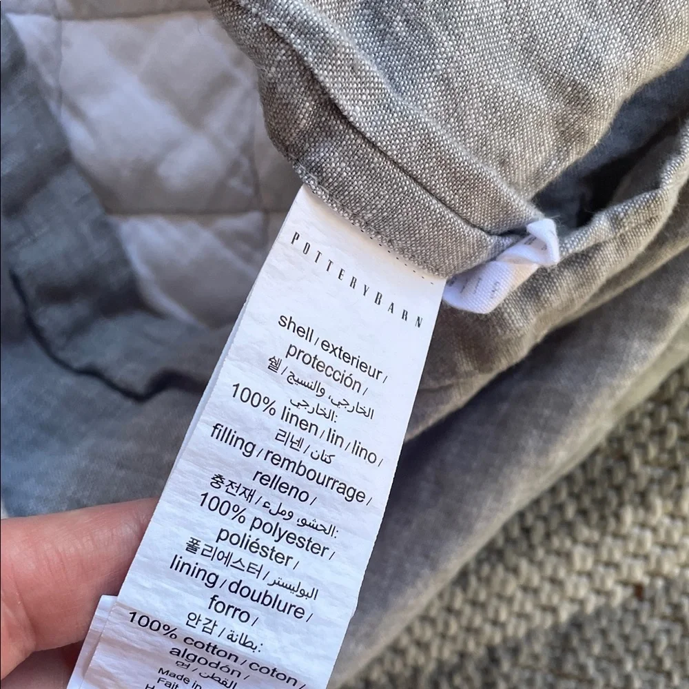2x Pottery Barn Belgian flax linen diamond quilted king covers set of 2 gray